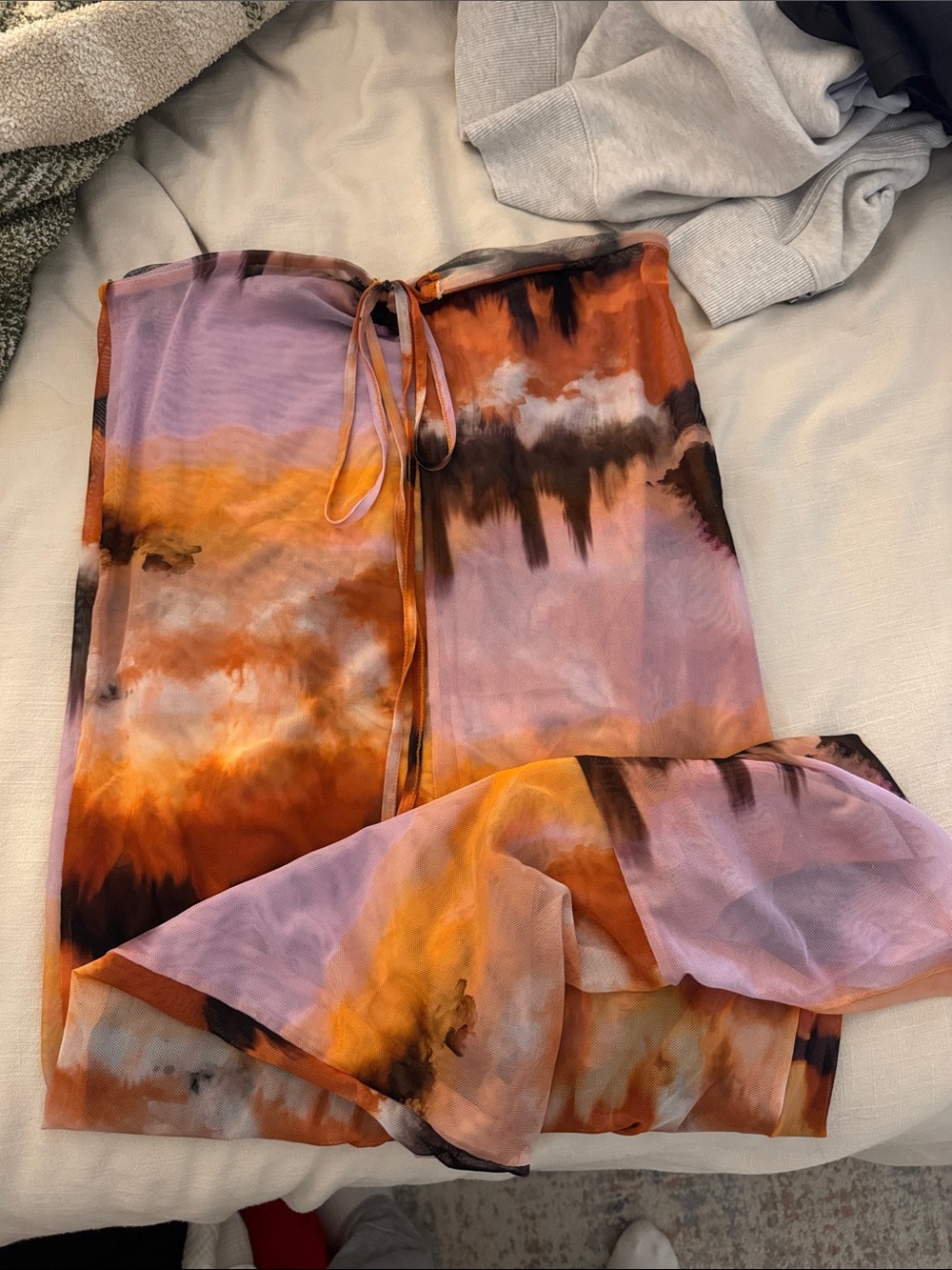 Zara Orange Purple Tie-Dye Maxi Skirt